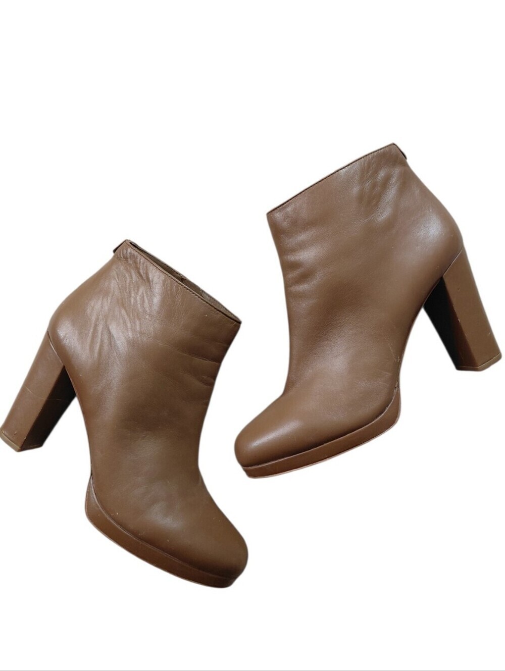 Michael Kors Tan Leather Block Heel Ankle Booties